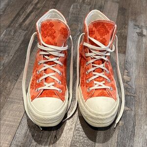 Converse Orange Patterned High-Top Sneakers